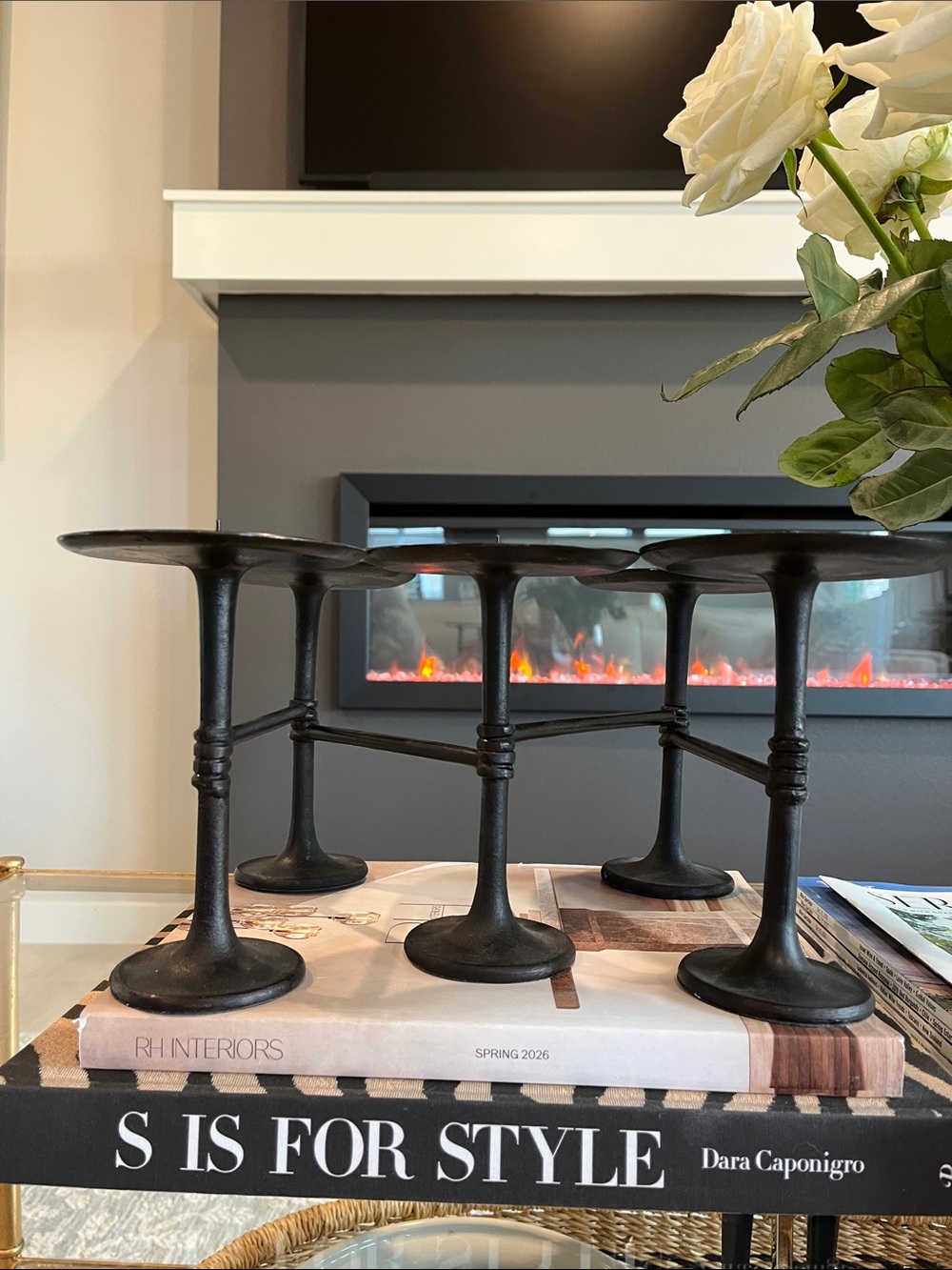 Set of Four Black Iron Pottery Barn Candle Holders